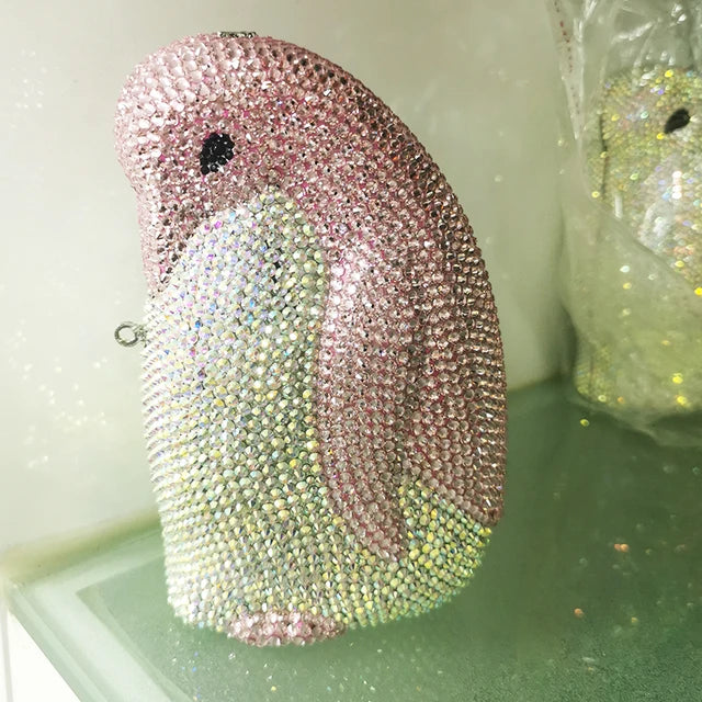 Bolso de Noche de Forma Animal con Diamantes Negros Elegantes