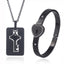 Ensemble de collier et bracelet cœur noir - Bijoux en acier inoxydable