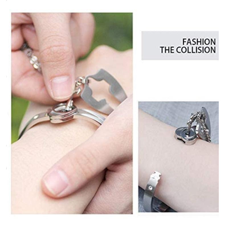 Ensemble de collier et bracelet cœur noir - Bijoux en acier inoxydable