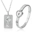 Ensemble de collier et bracelet cœur noir - Bijoux en acier inoxydable
