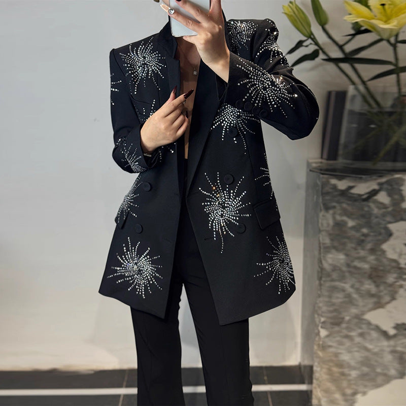 Black high-end suit jacket for women loose fitting suit for women - Korvel