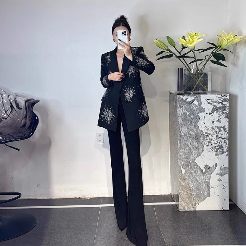 Black high-end suit jacket for women loose fitting suit for women - Korvel