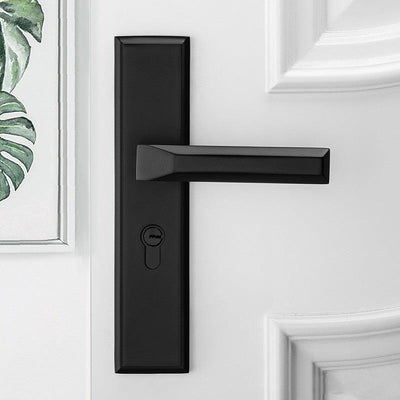 Mango contemporáneo de puerta interior negra con cerradura de privacidad