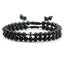 Bracelet en Pierre de Lave Noire avec Charme Couronne pour Couples
