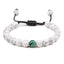 Bracelet en Pierre de Lave Noire avec Charme Couronne pour Couples