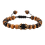 Bracelet en Pierre de Lave Noire avec Charme Couronne pour Couples