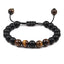 Bracelet en Pierre de Lave Noire avec Charme Couronne pour Couples