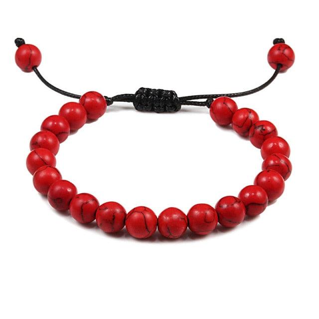 Bracelet en Pierre de Lave Noire avec Charme Couronne pour Couples