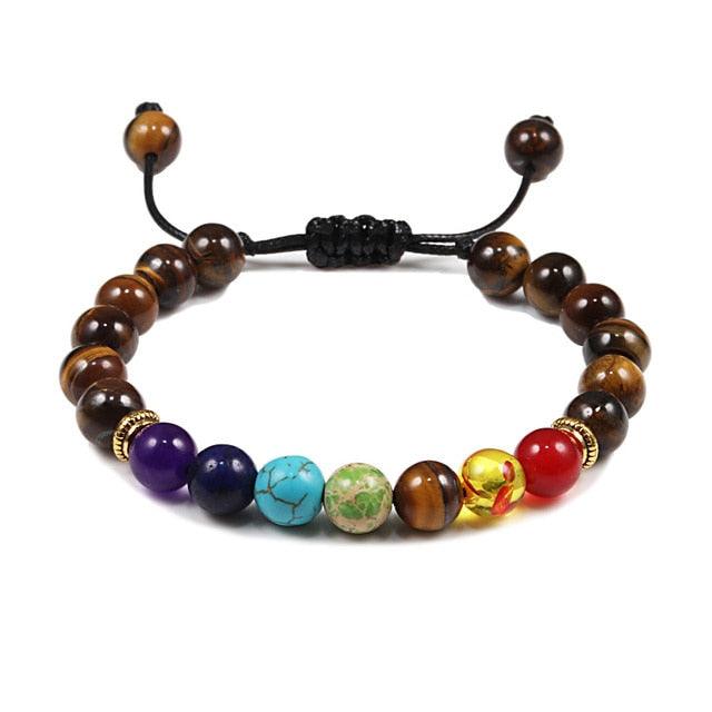 Bracelet en Pierre de Lave Noire avec Charme Couronne pour Couples