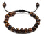 Bracelet en Pierre de Lave Noire avec Charme Couronne pour Couples