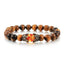 Bracelet en Pierre de Lave Noire avec Charme Couronne pour Couples