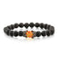 Bracelet en Pierre de Lave Noire avec Charme Couronne pour Couples