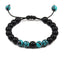 Bracelet en Pierre de Lave Noire avec Charme Couronne pour Couples