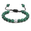 Bracelet en Pierre de Lave Noire avec Charme Couronne pour Couples
