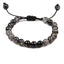 Bracelet en Pierre de Lave Noire avec Charme Couronne pour Couples