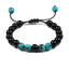 Bracelet en Pierre de Lave Noire avec Charme Couronne pour Couples
