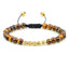 Bracelet en Pierre de Lave Noire avec Charme Couronne pour Couples