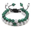 Bracelet en Pierre de Lave Noire avec Charme Couronne pour Couples