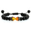 Bracelet en Pierre de Lave Noire avec Charme Couronne pour Couples