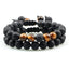 Bracelet en Pierre de Lave Noire avec Charme Couronne pour Couples