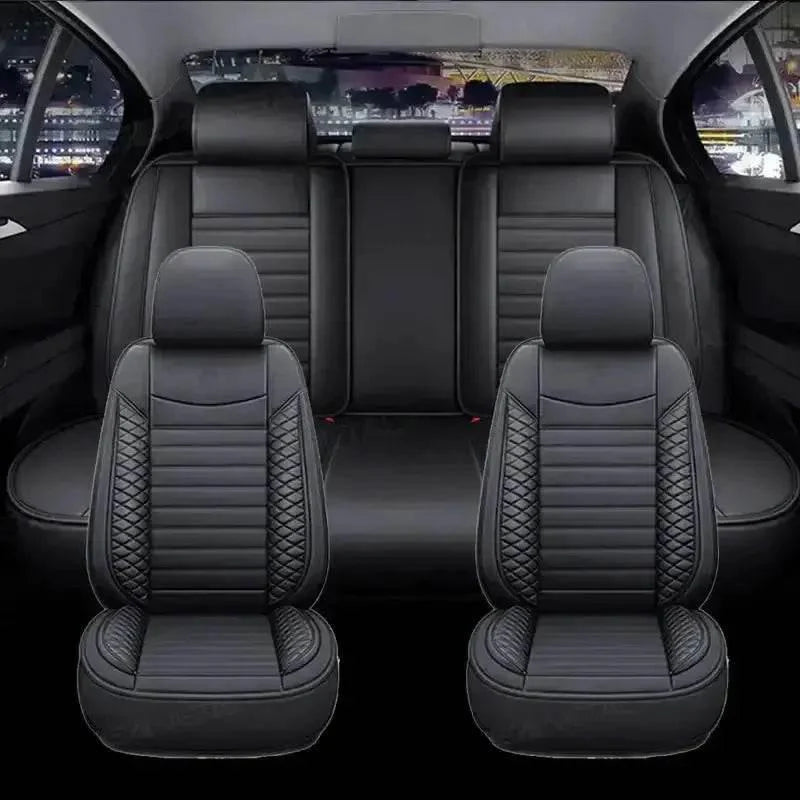 Premium Black Leather Car Seat Covers by Seametal