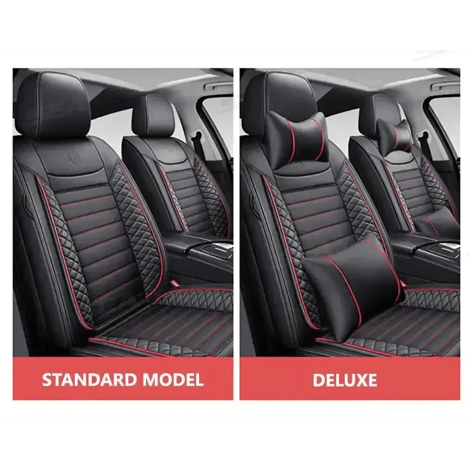 Premium Black Leather Car Seat Covers by Seametal