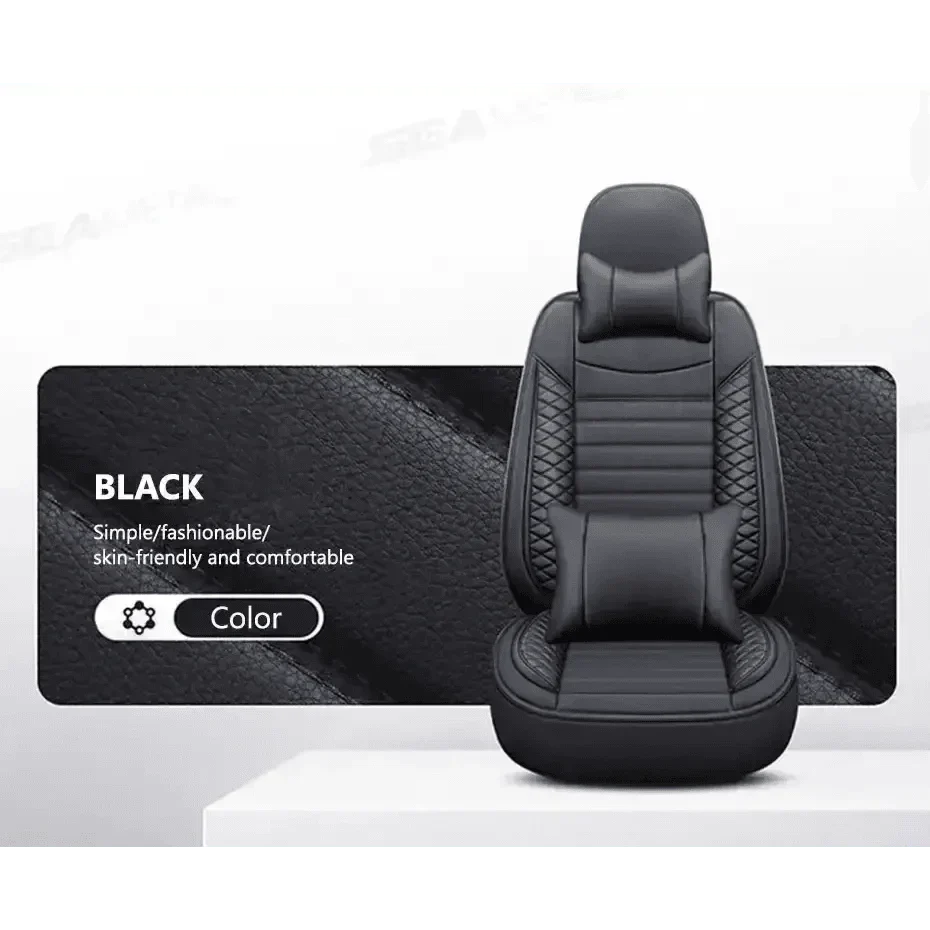 Premium Black Leather Car Seat Covers by Seametal