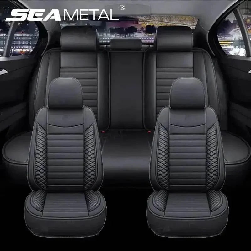 Premium Black Leather Car Seat Covers by Seametal