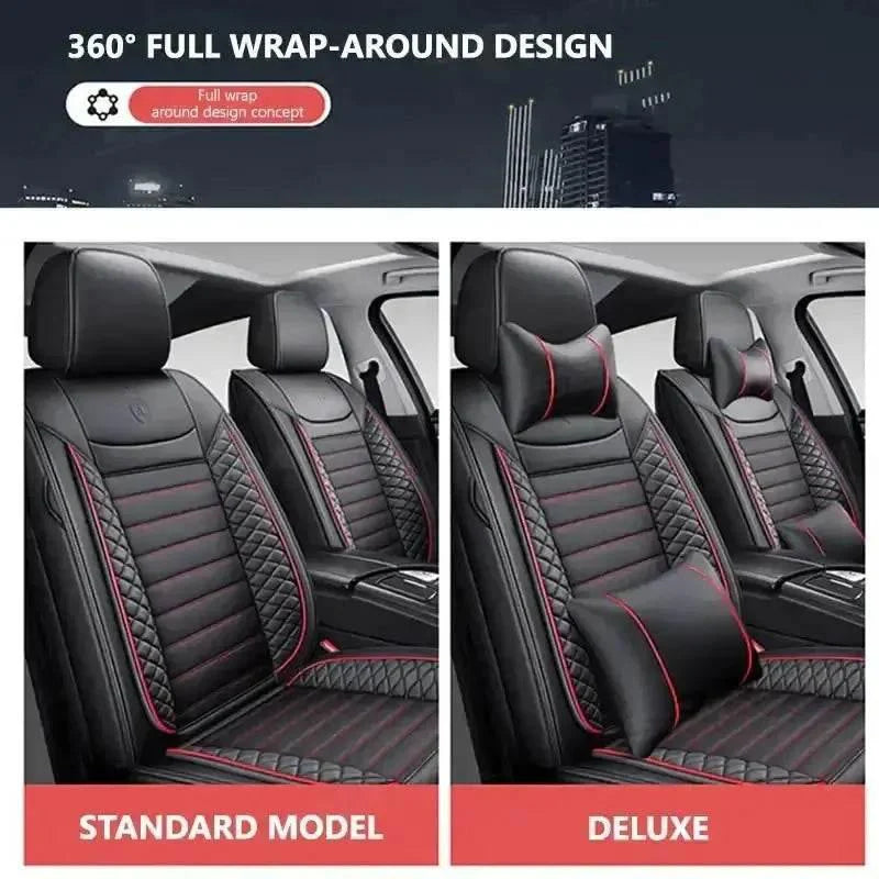 Premium Black Leather Car Seat Covers by Seametal