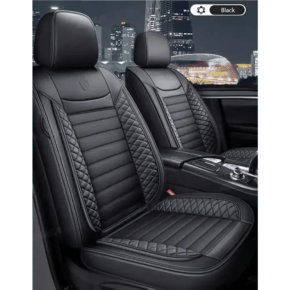 Premium Black Leather Car Seat Covers by Seametal