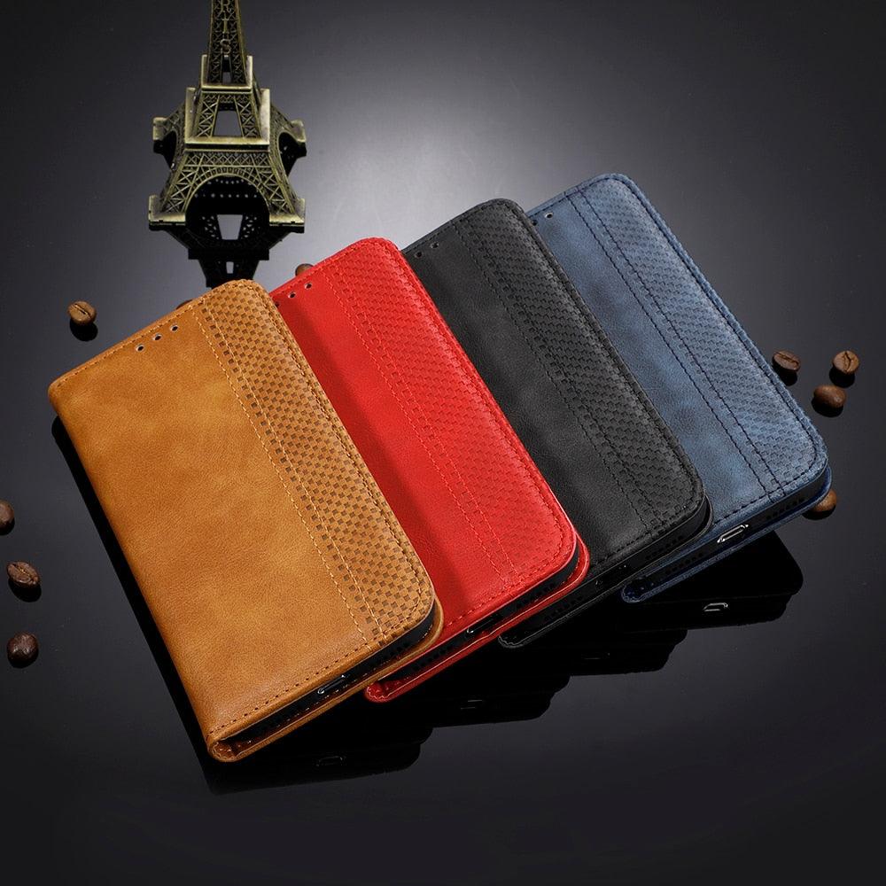 Premium Black Leather Flip Case for iPhone 11-14 Series