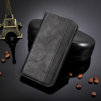 Premium Black Leather Flip Case for iPhone 11-14 Series