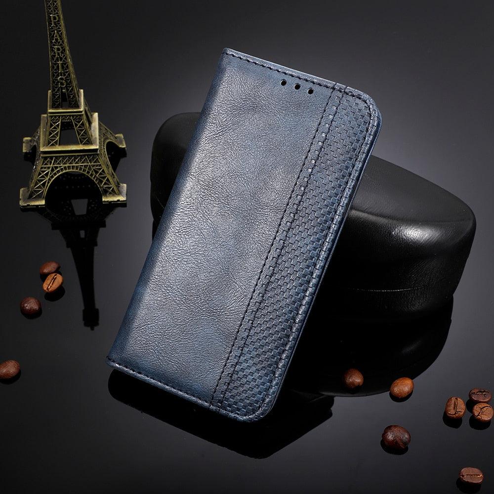 Premium Black Leather Flip Case for iPhone 11-14 Series