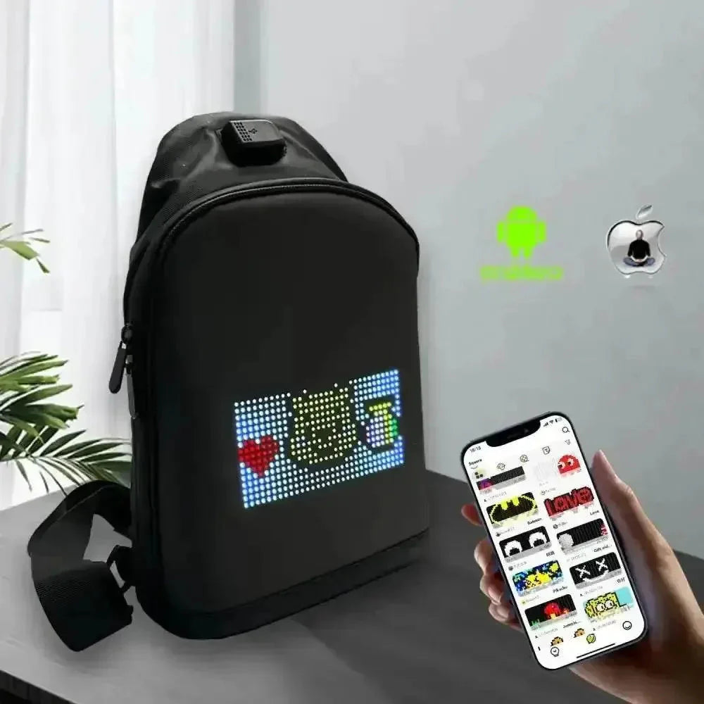 Mochilas LED Pixel Negras y Bolsas de Cintura Inteligentes