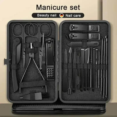 Premium Black Manicure Nail Clipper Set Case