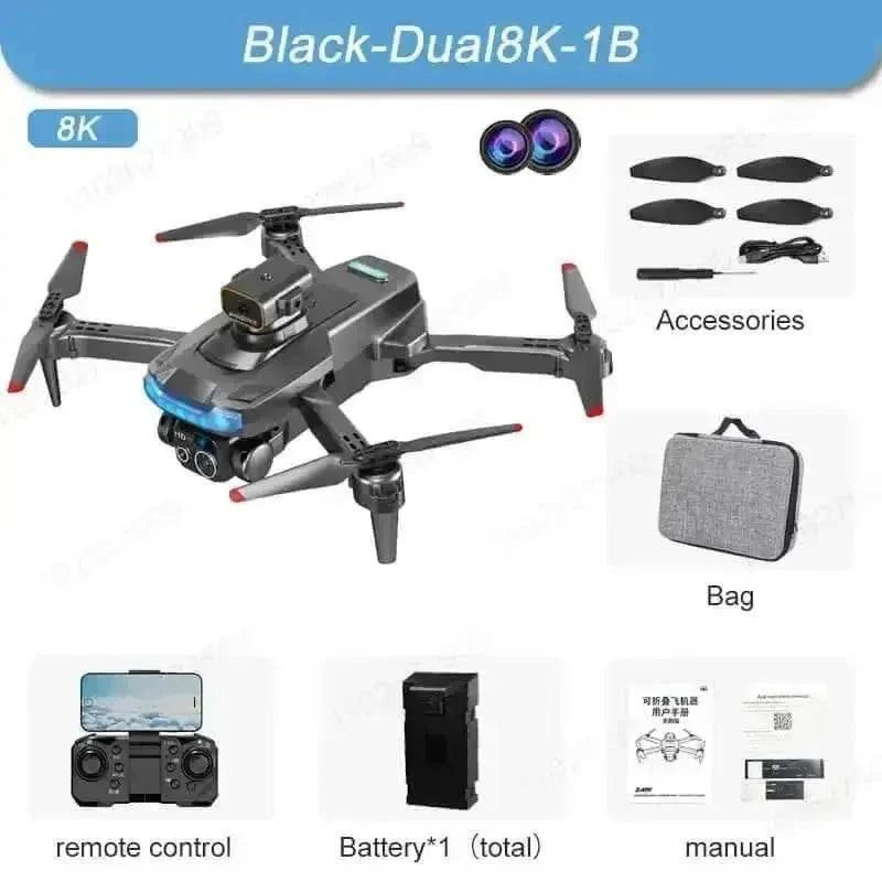 Black P15 Mini Drone Camera with Obstacle Avoidance