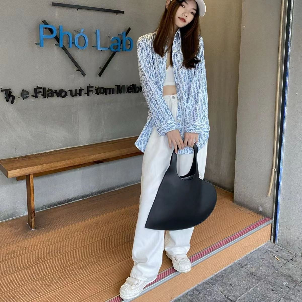 Black PU Love Handheld Photo Bag Love One Shoulder Underarm Bag - Korvel