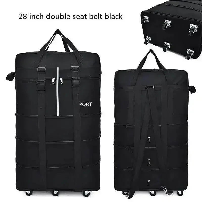 Bolsa de Equipaje Plegable y Rodante Negra - Tu Compañero de Viaje Definitivo
