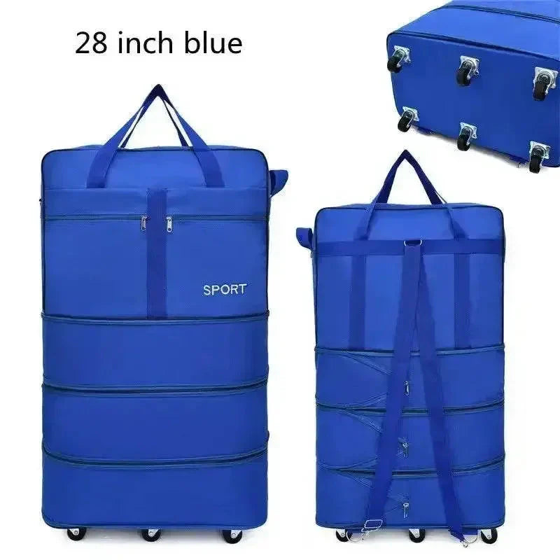 Bolsa de Equipaje Plegable y Rodante Negra - Tu Compañero de Viaje Definitivo