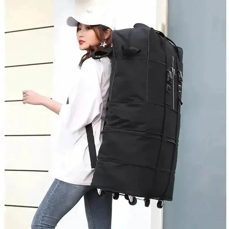 Bolsa de Equipaje Plegable y Rodante Negra - Tu Compañero de Viaje Definitivo