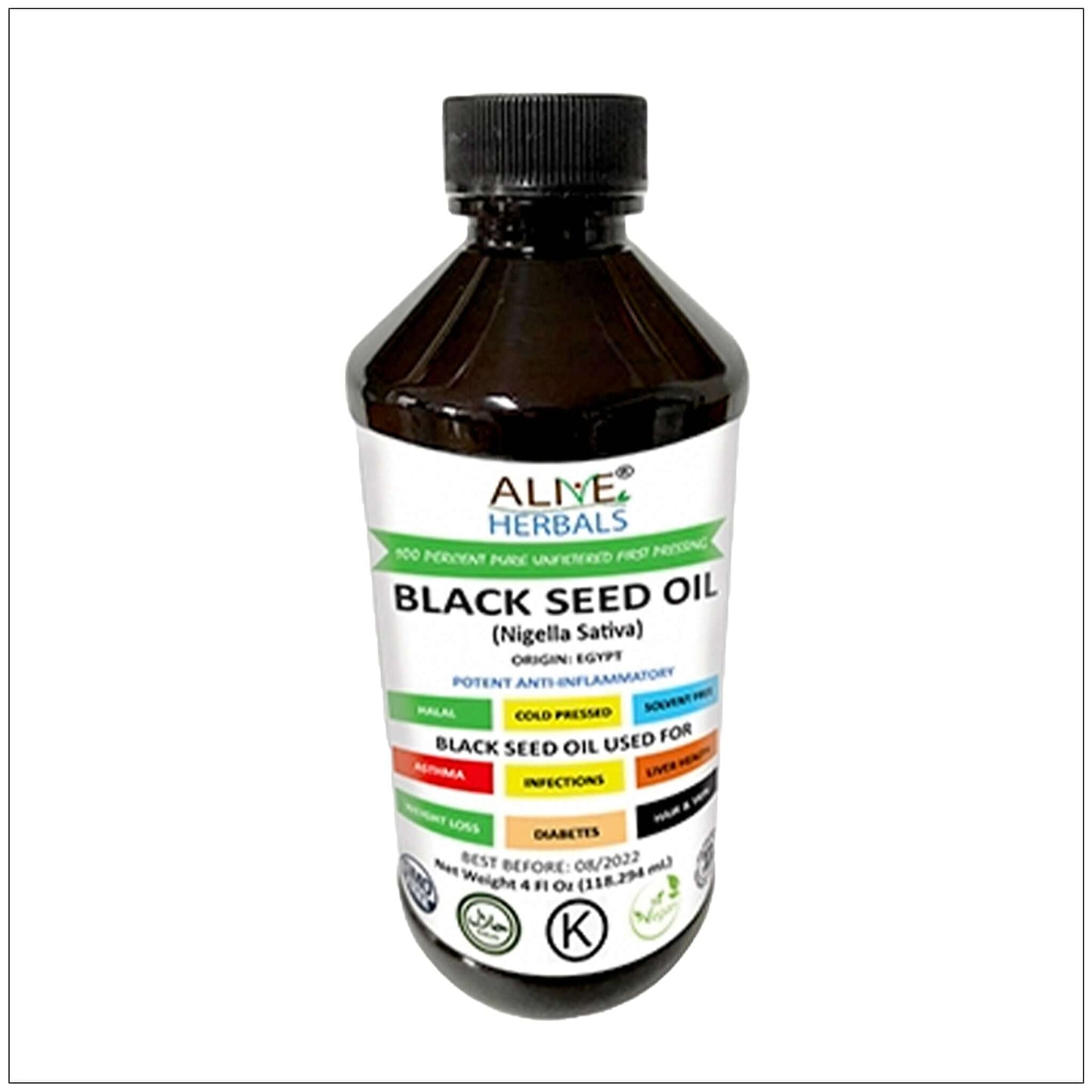 Aceite de Semilla Negra de Amazing Herbs - Extracto Premium de 4 Oz