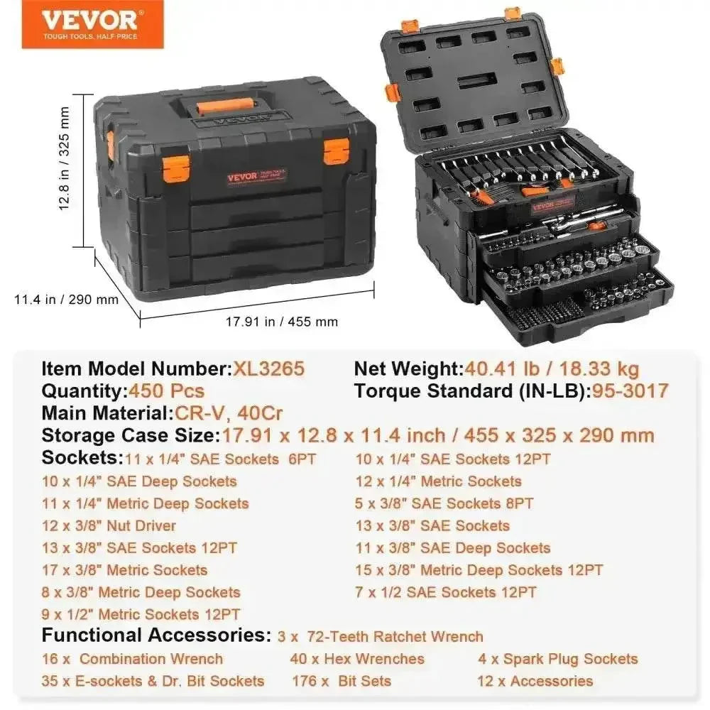Black Vevor Mechanics Tool Chest with Open Drawers