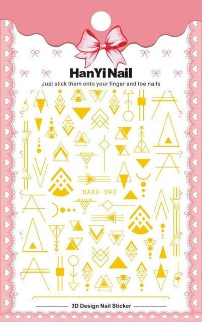 Autocollants Décoratifs pour Ongles 3D Élégants Noir et Blanc - 8 Feuilles