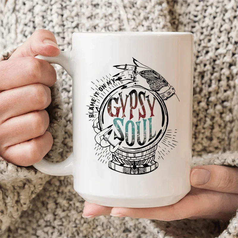 Taza de cerámica "Échale la culpa a mi alma gitana" de 15 oz