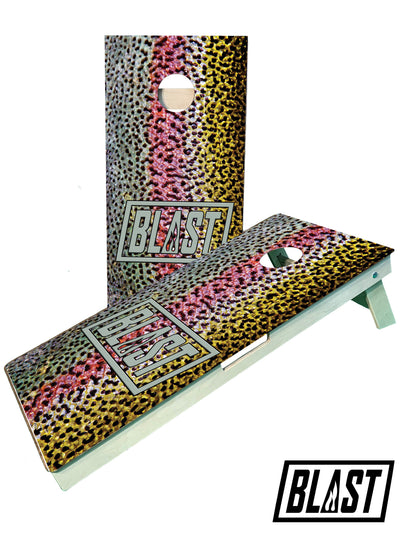 Premium Rainbow Trout Design Cornhole Boards for Fishing Enthusiasts - Korvel