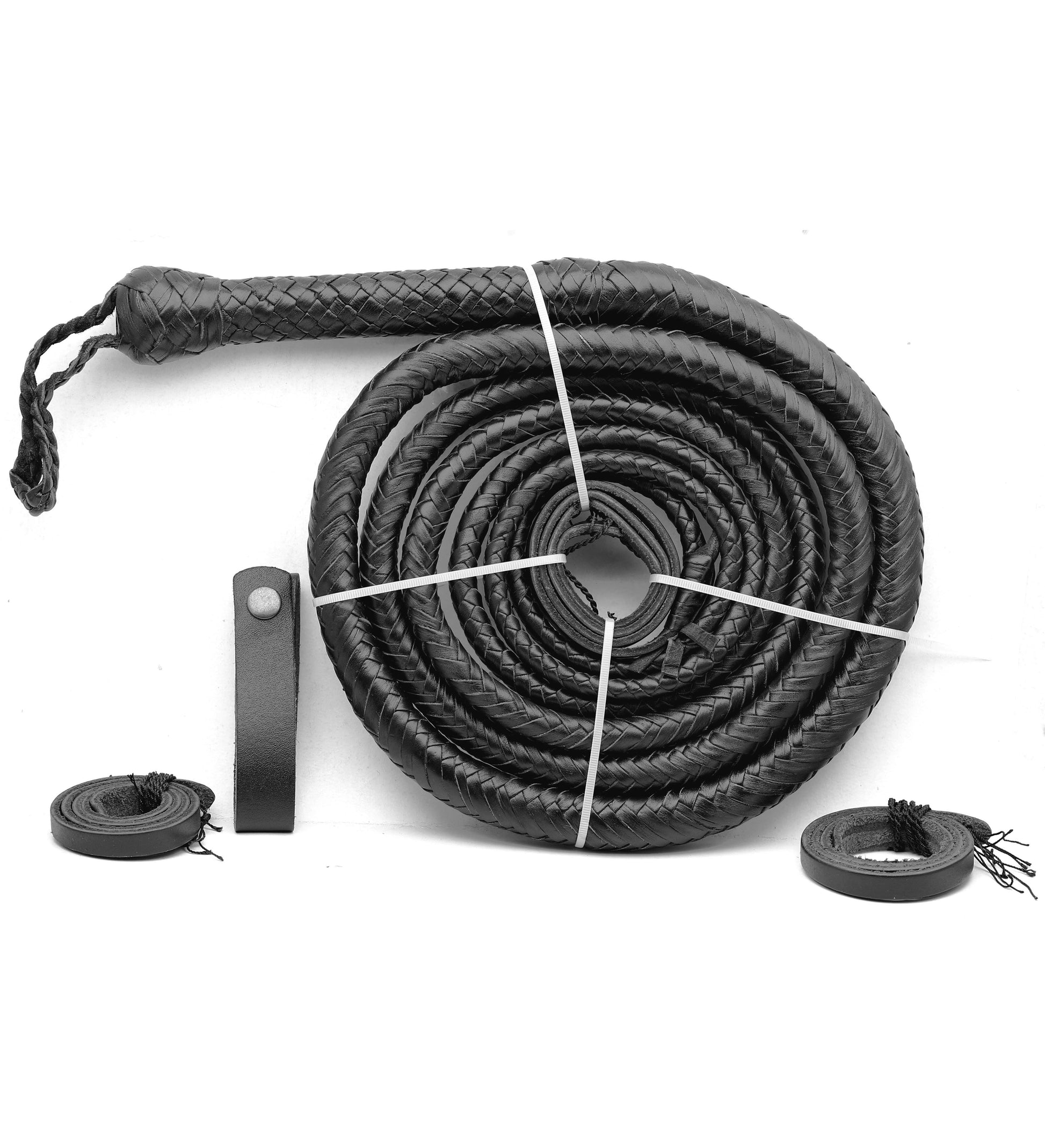 KBS Knives Store Handmade Leather Bullwhip - Premium Quality (4ft to 16ft, Snake Black) - Korvel