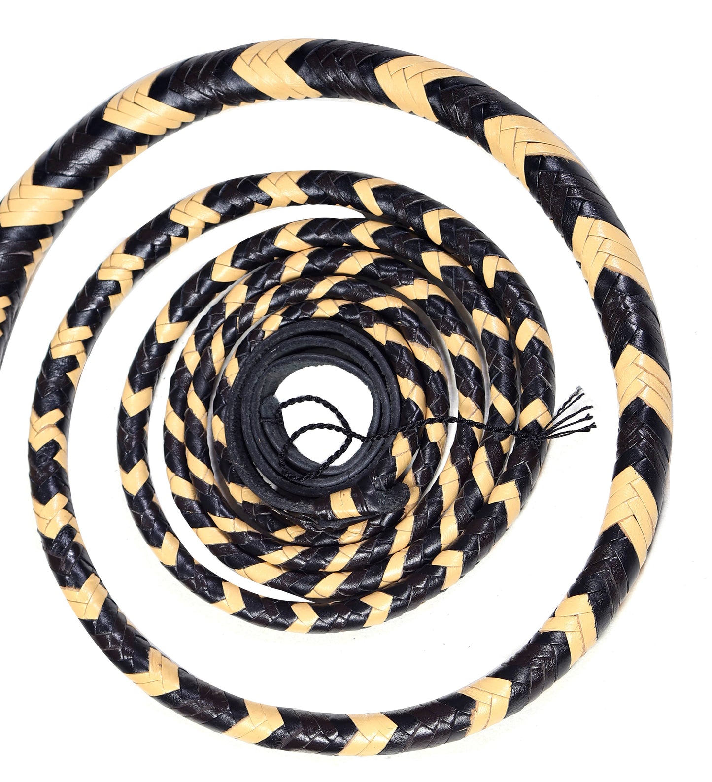 Authentic Indiana Jones Bullwhip – Premium Yellow & Black Leather (4ft–16ft) - Korvel
