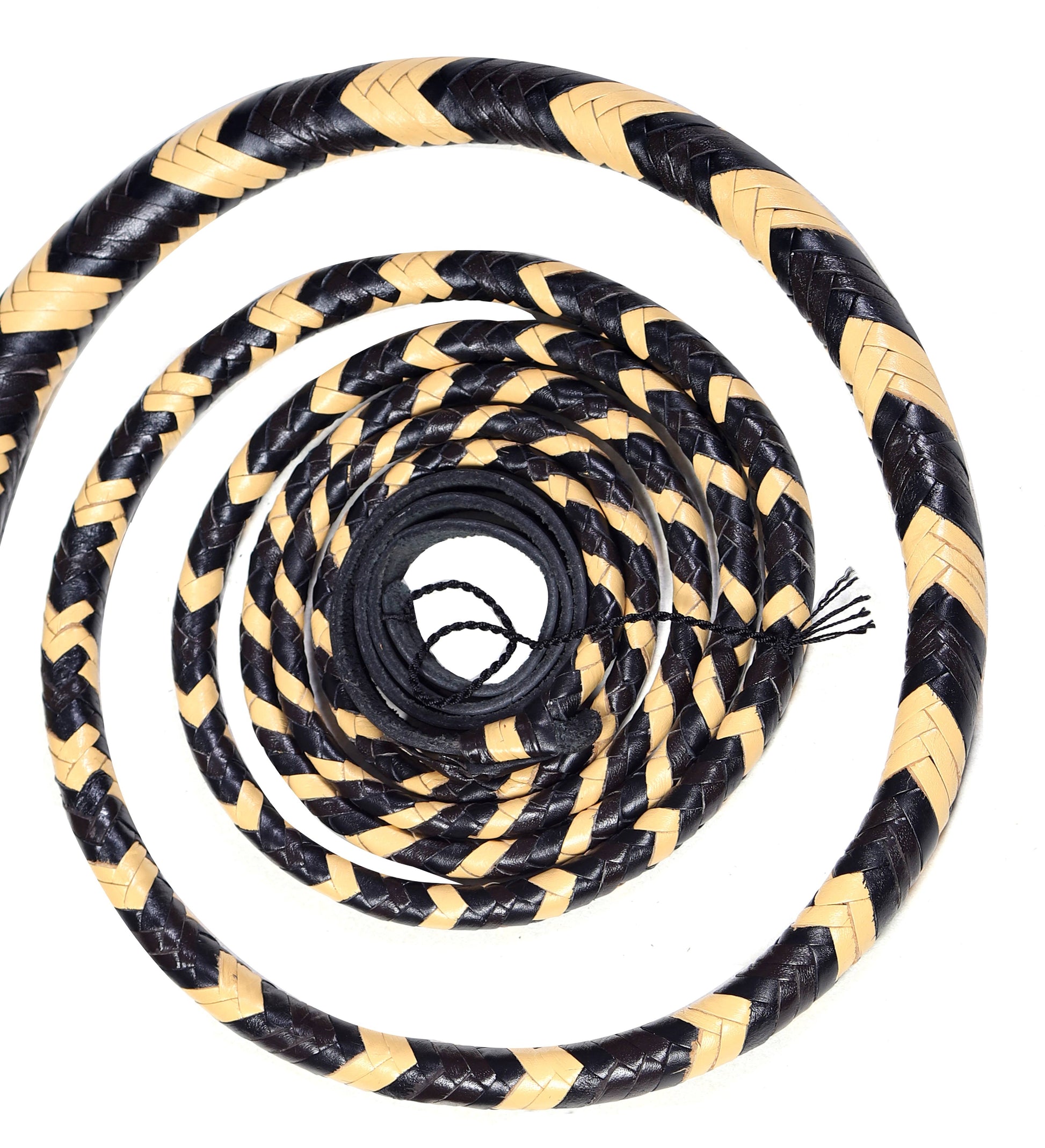 Authentic Indiana Jones Bullwhip – Premium Yellow & Black Leather (4ft–16ft) - Korvel