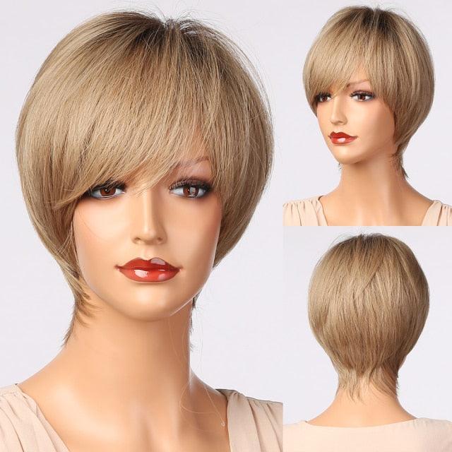Perruque synthétique blonde ombrée bob pour femmes - Résistante à la chaleur