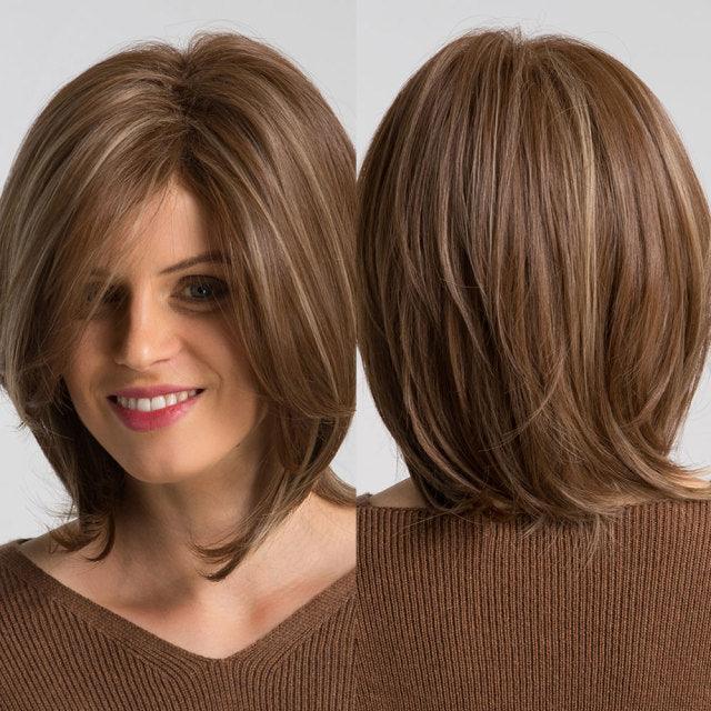 Perruque synthétique blonde ombrée bob pour femmes - Résistante à la chaleur